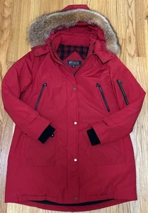 Pendleton Bachelor Expedition Raccoon Fur Trim Hood Down Fill Parka Coat Red XL - Picture 1 of 16