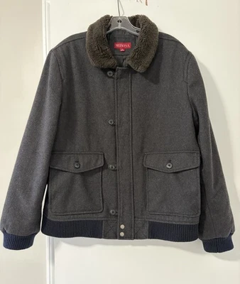Merona Jacket Wool Blend Men's L Charcoal Gray, Lined Very Nice Condition - Image 1 of 4