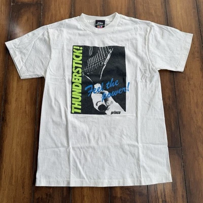 Camiseta Tenis Prince Vintage Años 90 Thunderstick Hecha en EE. UU. Abstracta Foto 1 de 4