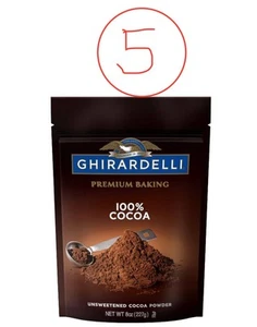 *5PK**Ghirardelli Premium Baking 100% Unsweetened Cocoa Powder 8 oz Bag Each - Picture 1 of 7