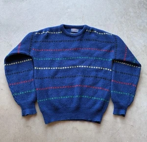 Vintage 70’s Pendleton Blue Striped Sweater Knit Size Large 100% Wool - Picture 1 of 6