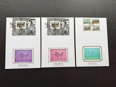 Namibia 1991 MaxiSilk FDC Card +Mountain Zebra Sheet +2 Colors +2 Cards - Image 1 of 2