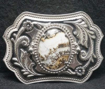 XB25153 * NOS* 复古 20 世纪 70 年代 * * 花朵和多色宝石 * * UNISEX 皮带扣 — 第 1/2 张图片