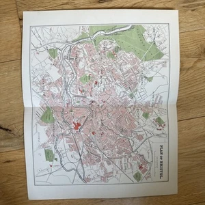 1894 Vintage antique CITY Town Plan Map of BRISTOL In colour Mackenzie - Picture 1 of 1