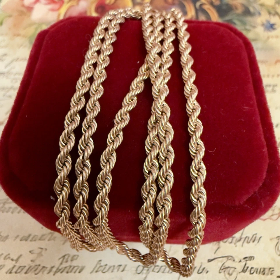 Fabulosa cadena de cuerda de oro rosa 14k 585 - Europa del Este - 21,5" - 54,6 cm - #2041 Foto 1 de 4