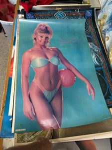 #327 Vintage Poster 32x21.5 1989 Sexy Blonde Michelle Eveland Bikini Man Cave - Picture 1 of 7