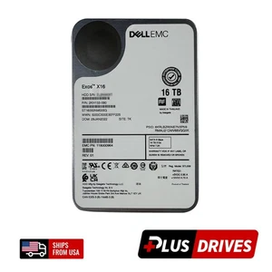 Dell EMC 16TB Seagate Exos X16 HDD ST16000NM005G 3.5" SATA 6Gbps 512e 7200 RPM - Afbeelding 1 van 7