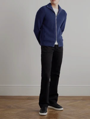 全新带标签 2700 美元 Brunello Cucinelli 男式厚罗纹针织拉链毛衣 A258 — 第 1/4 张图片