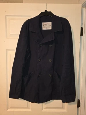 Chaqueta chaquetón Frank & Eileen Belfast Italian Performance de lino en azul marino, talla L Foto 1 de 4