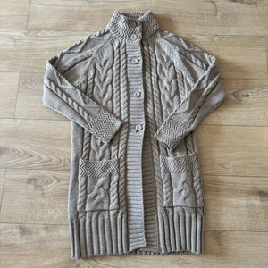 Woolovers womens Cardigan 100% wool, cable Knit button through Beige - Picture 1 of 10