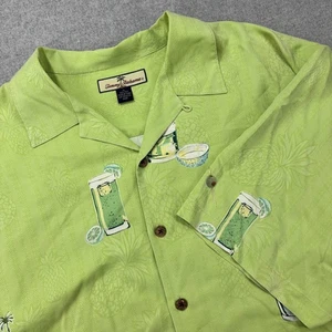 VTG Tommy Bahama Silk Shirt Mens XL Green "Bahama Colada" Pineapples Camp Loop - Picture 1 of 14