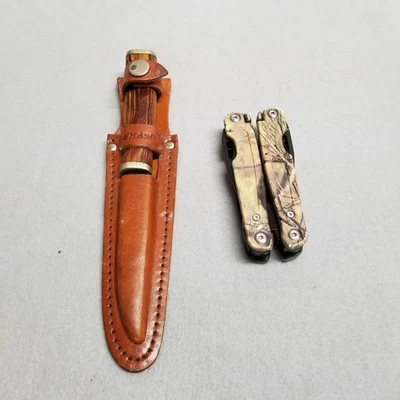 Vintage Japan SHARP Knife DF-40 Fixed Blade Sheath + Mossy Oak Multi-tool 13 n 1 - Image 1 of 4