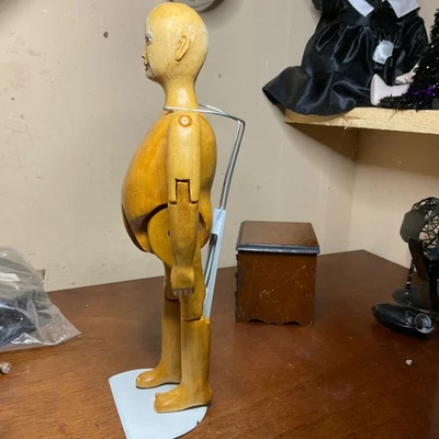 Vintage looking 13 1/2" wooden Doll movable joints, possibly folk art - Image 1 of 4