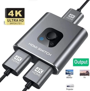 Bi-Directional 4K HDMI 2.0 Cable Switcher Splitter HUB 2 in 1 out & 1 in 2 out - Picture 1 of 9