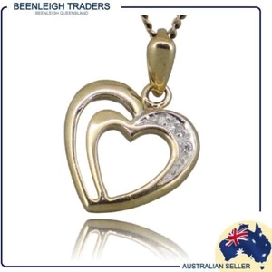 Yellow Gold Diamond HEART CHARM or PENDANT Guaranteed Genuine Real 9ct / 9k Gold - Picture 1 of 11