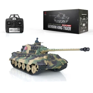 Heng Long King Tiger Henschel Turret 1/16 Rc Tank Recoil Smoke Sound 2.4G V7 IR - Picture 1 of 11