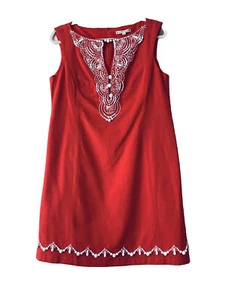 Nanette Lepore Beaded Sheath Dress Women Size 10 Sleeveless Red Formal Feminine - Picture 1 of 9