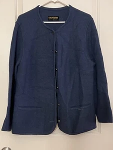 Geiger Loden Frey Jacket Womens 46 Large Blue Wool Austria Boiled Button-Front - Picture 1 of 9