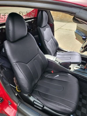 for HONDA DEL SOL 1993-1997 IGGEE CUSTOM MADE FIT 2 FRONT SEAT COVERS BLACK - Image 1 of 4