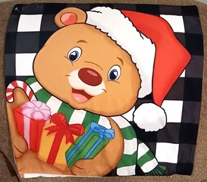 OSO DE PELUCHE Y REGALOS Niño-Niños Navidad Funda Almohada-Funda 18"x17.5"-Cremallera - Imagen 1 de 3