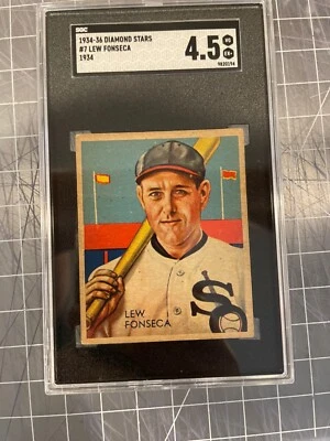 1934-36 DIAMOND STARS #7 LEW FONSECA WHITE SOX BASEBALL CARD SGC 4.5 VG/EX+ 1934 - Image 1 of 2