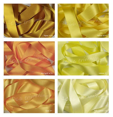 All Berisfords Lemon and Yellow Shades Double Satin Ribbon Made in the UK ECO - Image 1 of 4