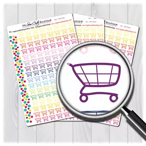 Shopping Cart Planner Stickers for Diary Calendars, Journals and Scrapbooking - Picture 1 of 4