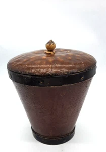 Vtg Rustic Style 11" Metal Tapered Storage Bucket W/Lid Country Farmhouse Decor - Picture 1 of 9