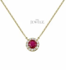 14K Gold VS/F-G Diamond And Ruby Gemstone Wedding Pendant Necklace - Picture 1 of 3