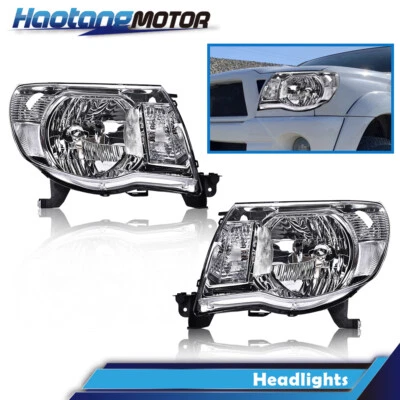 Faros transparentes/cromados aptos para Toyota Tacoma 2005-2011 luces conductor y pasajero Foto 1 de 4