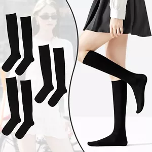 3 Pairs Men Women Athletic Over The Calf Knee High Outdoor Sport Black Socks - Picture 1 of 6