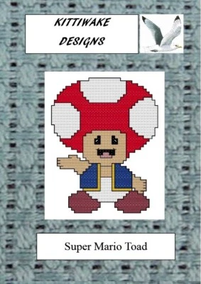 Super Mario Toad Cross Stitch Kit by Kittiwake. Beginners Kit