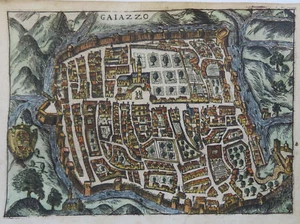 Gaiazzo Italy Bergamo City Plan Bird's Eye View 1629 Bertelli engraved print - Picture 1 of 2