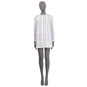 60985 auth LOUIS VUITTON white cotton blend KNIT Long Sleeve Dress S - Picture 1 of 5