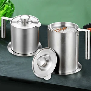 Kitchen Cooking Tool Oil Filter Storage Grease Strainer Pot Container 1.2L/1.6L - Picture 1 of 22
