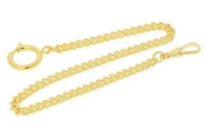 Catena orologio da tasca 5 mm corazzata rotonda lunga 30 cm moschettone dorato e anello a molla - Foto 1 di 2