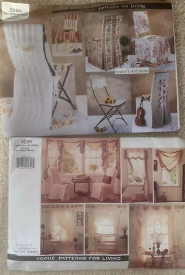 Set Of 2 Vogue Sewing Patterns UNCUT: #2084 & #1596-Chair Cover, Pillow, Window - Image 1 of 4