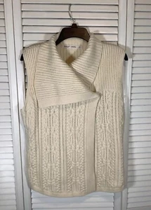 Woolrich Womens Sweater Vest Ivory Cable Knit Cowl Neck Sleeveless Size Small - Picture 1 of 8