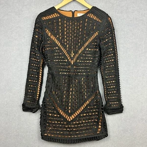 Eliya The Label Dress Womens Medium Black Brown Lace Reslan Dress Lined - Picture 1 of 8