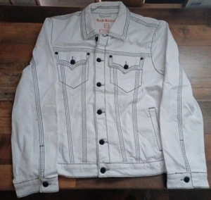 NEW W/TAGS ROCK REVIVAL DEVIN SZ XL WHITE THICK STITCHED TRUCKER JEAN/JACKET  - Picture 1 of 12