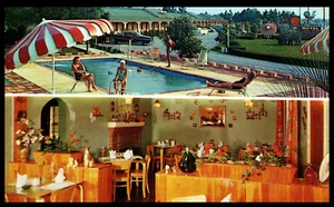 Gamecock Motel Dining Room Multi-View Pool Interior Santee SC Chrome Postcard - Picture 1 of 2