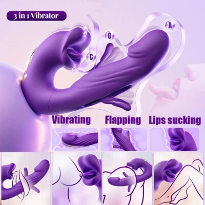 3 In 1 Dildo Vibrator Flapping Licking Anal Plug Clitoral Stimulation Sex Toys - Image 1 of 4