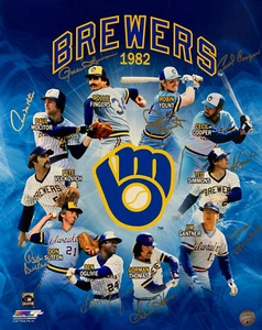 1982 Milw Brewers Multi Signed 16x20 Photo w/ 9 Sigs YOUNT MOLITOR SIMMONS AUTO - Picture 1 of 1
