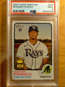 WANDER FRANCO TAMPA RAYS 2022 TOPPS HERITAGE #347 PSA 9 MINT RC ROOKIE TOUGH!