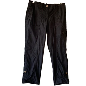 Chicos 0 Hose schwarz kurz geschnittene Hose Rolltab Damen Größe Small 4 - Bild 1 von 4