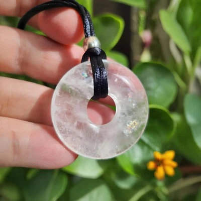 Quarz Donut Anhänger Seer Stone Halskette Großer Kristall Edelstein Alle Healer - Bild 1 von 4
