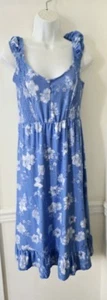 PINK ROSE Blue & White Midi Floral Dress - Sz M NWT - Picture 1 of 3