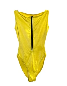 Body De Colección Carushka Amarillo Cremallera Frontal S Años 80 Retro Leotardo Fitness Nylon Lycra - Imagen 1 de 4