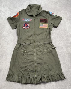 Leg Avenue Top Gun Women's Sz S Costume Dress Flight Pilot 80's Movie Green Flag - Picture 1 of 23