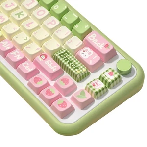 Cute Strawberry Bunny Theme keycaps 158 Key PBT keycaps MDA Custom keycap Set... - Bild 1 von 7